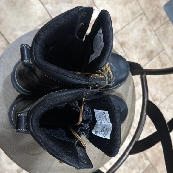 Danner Black Leather Boots with Tan Laces Quarry USA 8in steel toe Goretex 8EE - Picture 12 of 14